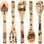 Halloween gift Christmas kitchen gift bamboo utensil set engraved cooking tools burned