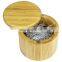 Natural Small Round Bamboo Salt Cellar Herb & Spice Pepper Storage Box with Magnetic Swivel Lid pantry organizer