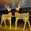 outdoor customized iron frame  3D animal reindeer with sled Christmas motif lights for Christmas decorations