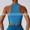 Ribbed Sleeveless Crop Gym Tank Quick Dry Tops Factory Sales U Hem Racerback Sports Bras 96rayon 4spandex