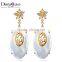 Exclusive Handmade Design Sea Shell Oval Shape Cubic Zirconia Drop Earrings