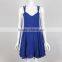 V-neckline and A-line skirt one piece backless blue color dress