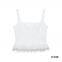 New style European and American style solid color feather trim stretchy bodycon halter top