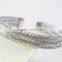 Silver Twisted Stainless Steel Braided Cuff Bangle Bracelet