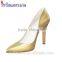 Golden color patent leather wholesale high heel shoes for eleglant ladies