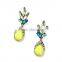 Fluorescence yellow drop acrylic flower shaped latest trends earrings