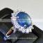 12x10 MM Blue Star Sapphire Ring Lab-Created Sterling Silver 92.5 Size 6.25