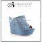 peep toe slimback lady wedge jeans rubber sole women slipper