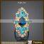 Exaggerated fashionable gold plated colored crystal flower finger ring