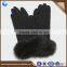 Fashion women winter wool gloves cute cashmere hand gloves with fur cuff