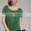 ladies' scoop neck short sleeve pullover front double-layer knitted sweater with beads