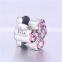 925 sterling silver charms white CZ flower shaped charms/beads