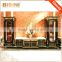 French Brass Decorated Wooden Living Room Furniture Display Cabinet With TV Stand/ Antique Glass Single Door Wine Showcase