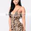 Ladies Romper Women 100% Rayon Animal Printed Spaghetti Straps Low Back Romper Evening Jumpsuits For Weddings