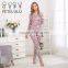 Europe Size Crimson Lake Flowers Slim Fit Pyjamas Mother Daughter Dress Clothes