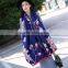 Hot sale 2017 new style young ladies scarf beautiful pink lotus printed blue bottom color women mufflers