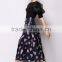 100% Polyester Sweet Floral Midi A-Line Bubble Skirt