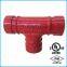 Grooved Pipe fittings Equal Tee with UL listed,FM approval