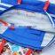 Fashionable lady blue white stripes shoulder bag canvas beach tote bag