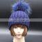 Custom Made In China Kids Knitted Character Hat Patterns With Real Raccoon Fur Pom Pom