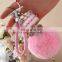 Fluffy and cute real rex rabbit fur monchichi keychain