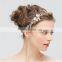 Wedding Headband Boho Enamel Leaf Rhinestone Bridal Hair Vine Pearl hair band Women Jewelry Bridesmaid Headpiece Prom Halo