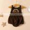 A0269# Soft Cotton Linen Romper Newborn Baby Rainbow Printed Romper Infants Clothes Toddlers Kids Suspenders Jumpsuits