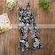 INS Girl black Jumpsuit Baby girl flower print Romper Summer Sleeveless Outwear