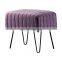 Modern home use stool tufted velvet ottoman stool with metal legs living room pink ottoman