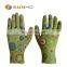 Sunnyhope  cheap gloves PU coated  finished  safety work gloves 13 gauge knitted liner floral