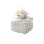 White Ceramic Jewelry Case Ring Holder Trinket Jewel Box with Handmade Gild Edge Ceramic Flower Lid for Wedding Anniversary