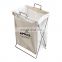 K&B multifunction design canvas foldable collapsible storage basket with metal stand