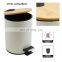 Metal waste bin stainless steel pedal trash bin with bamboo lid