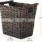 Hand-woven plastic rattan with sturdy wood handles bedroom bathroom kitchen storage baskets
