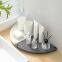 Custom OEM ODM 2-Tier Fan-Shape Bathroom Corner Diatomite Absorbent Stone Drying Rack