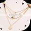 European chunky thin multi layers metal chain coins necklace fashion women jewelry