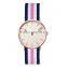 2015 stainless steel fashion thin unisex watch genuine leather strap nylon strap