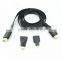 Gold plated hdmi cable 1.5m black flat hdmi to mini+micro+hdmi displayport 3 in 1 converter cable