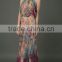 Latest Colorful O-Neck Printed Woman Evening Dresses