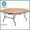 round wooden banquet folding table