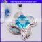 Many Designs !!! Created Blue Opal And Oval Light Blue Topaz Necklace Pendant