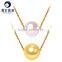 8.5-9mm high luster seawater akoya single pearl pendant with 18k gold chain