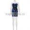 2015 New Collection Sexy Strapless Royal Blue Printed Party Dress