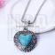 Best selling fashion zinc alloy antique silver plated turquoise stone heart pendant