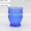 press glass drinkingware/goblet, Hiball, DOF, dessert bowl,Champagne flute in cobalt blue color with Jewery patern