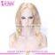 Wet and wavy cheap 16 inches thick human hair lace front wig #22 natural straight middle part lace front wig blonde