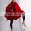wholesale genuine cashmere cape with fox fur hood trim CC04