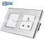 EU brushed aluminum panel electrical switch socket