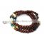 handmade brown wood beads sun charm wrap bracelet