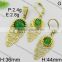 Good quality classic style 18k gold jewelry set with pretty round green stone